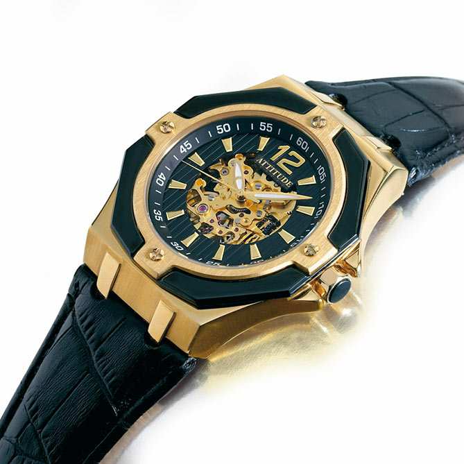 Reloj elegante de hombre en acero y oro, Attitude Automatic: Acero y Oro de Primera Ley