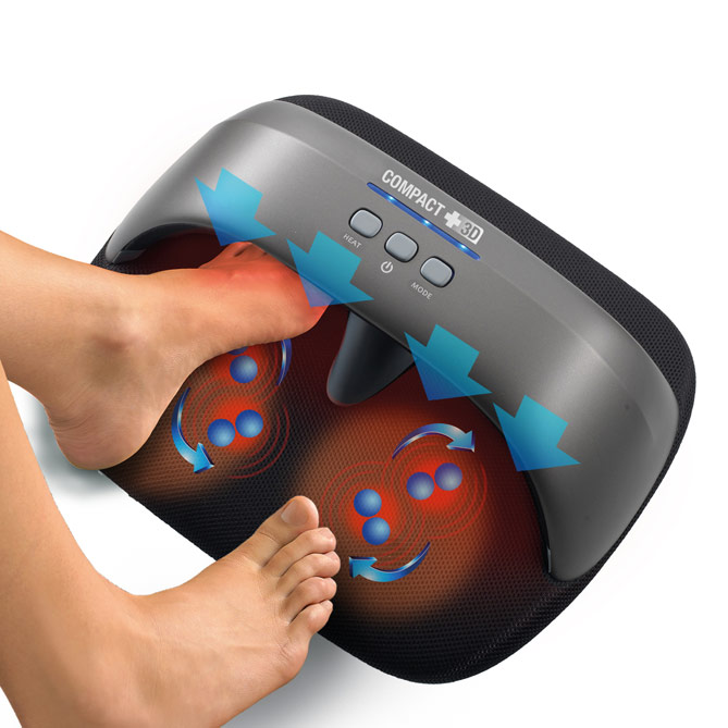 Masaje integral de pies COMPACT 3D: 4 Terapias para un masaje envolvente: Presoterapia, Shiatsu, Reflexología y Termoterapia