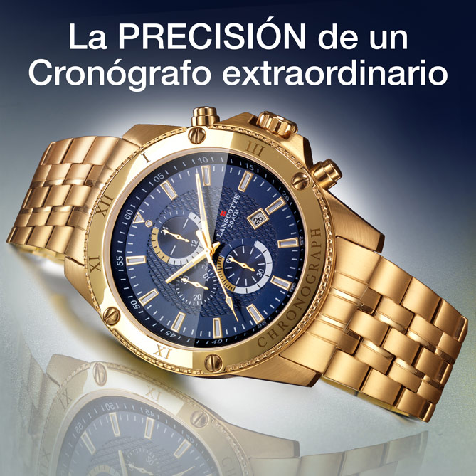 Reloj Cronógrafo Legendary: Dial azul con guilloché central geométrico